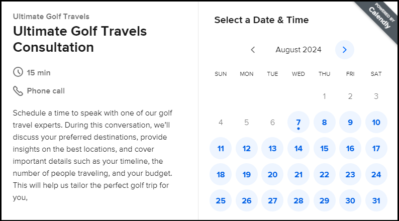 Build a customized golf travel plan tailored specifically for you.